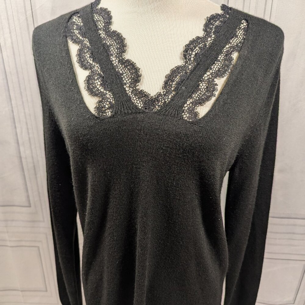 Black Lace Trimmed Sweater